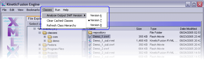 Classes Menu